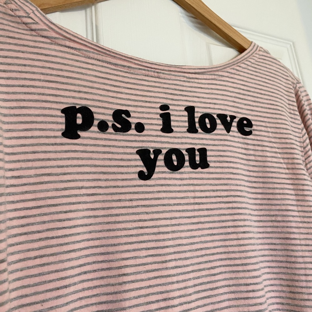 Junk Food Ps I Love You Long Sleeve Striped Tee XL